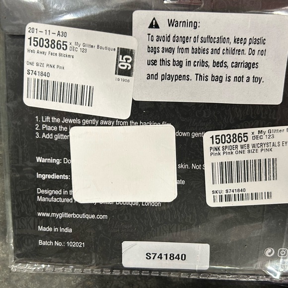 Pink spider web crystals eye design tattoo glitter festival punk Dollskill new - Picture 2 of 3
